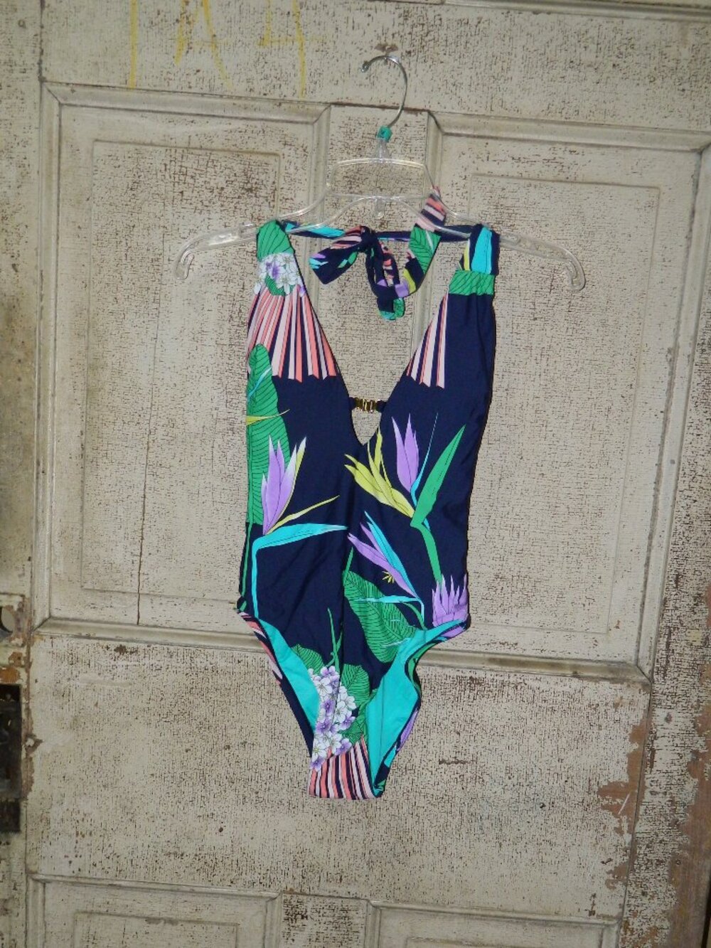 Trina Turk Midnight Paradise Plunge One Piece Swimsuit (C-15) READ